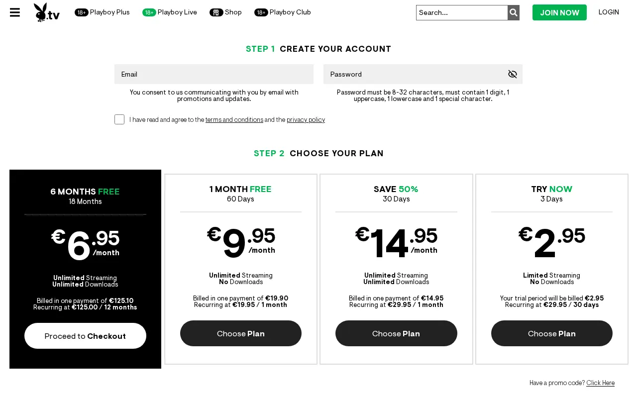 Playboy TV membership plans and their renewal prices