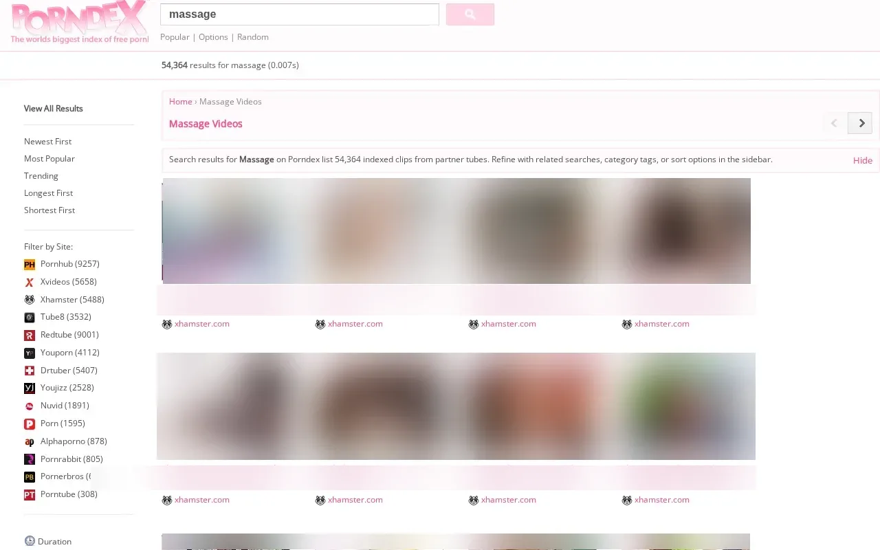 Porndex results with the per-tube filter