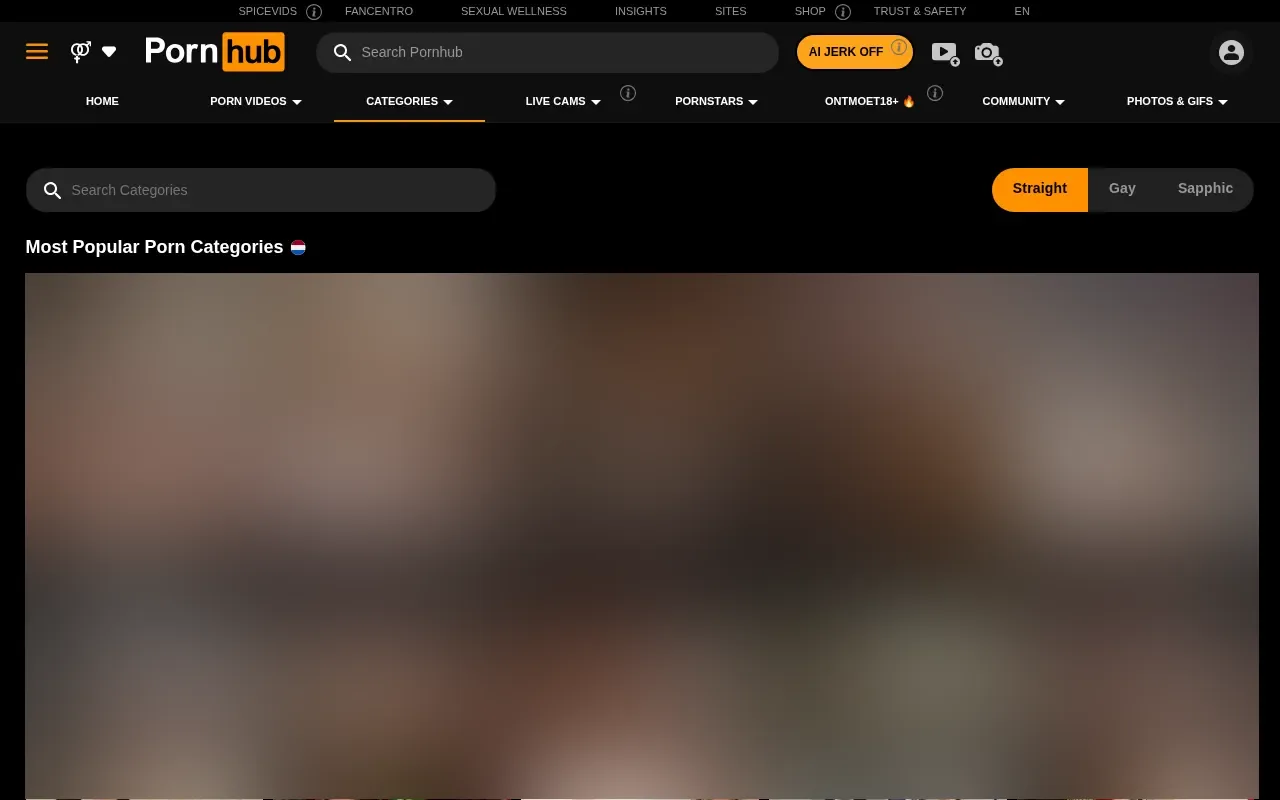 Pornhub categories page