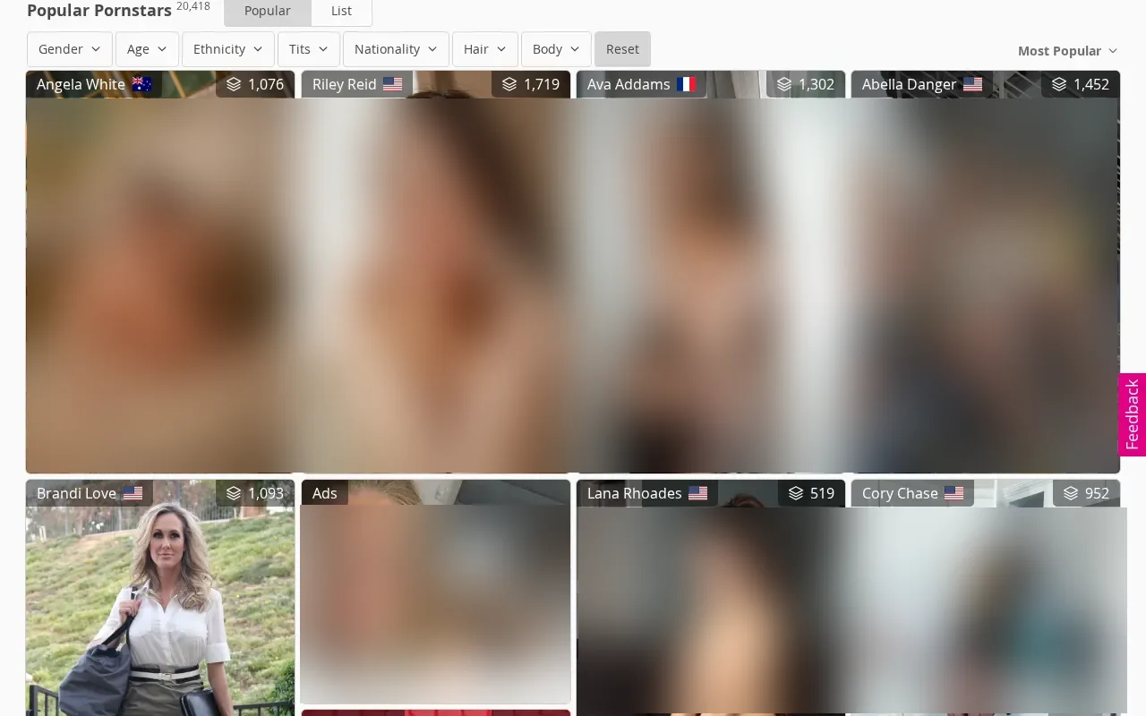 PornPics pornstar index