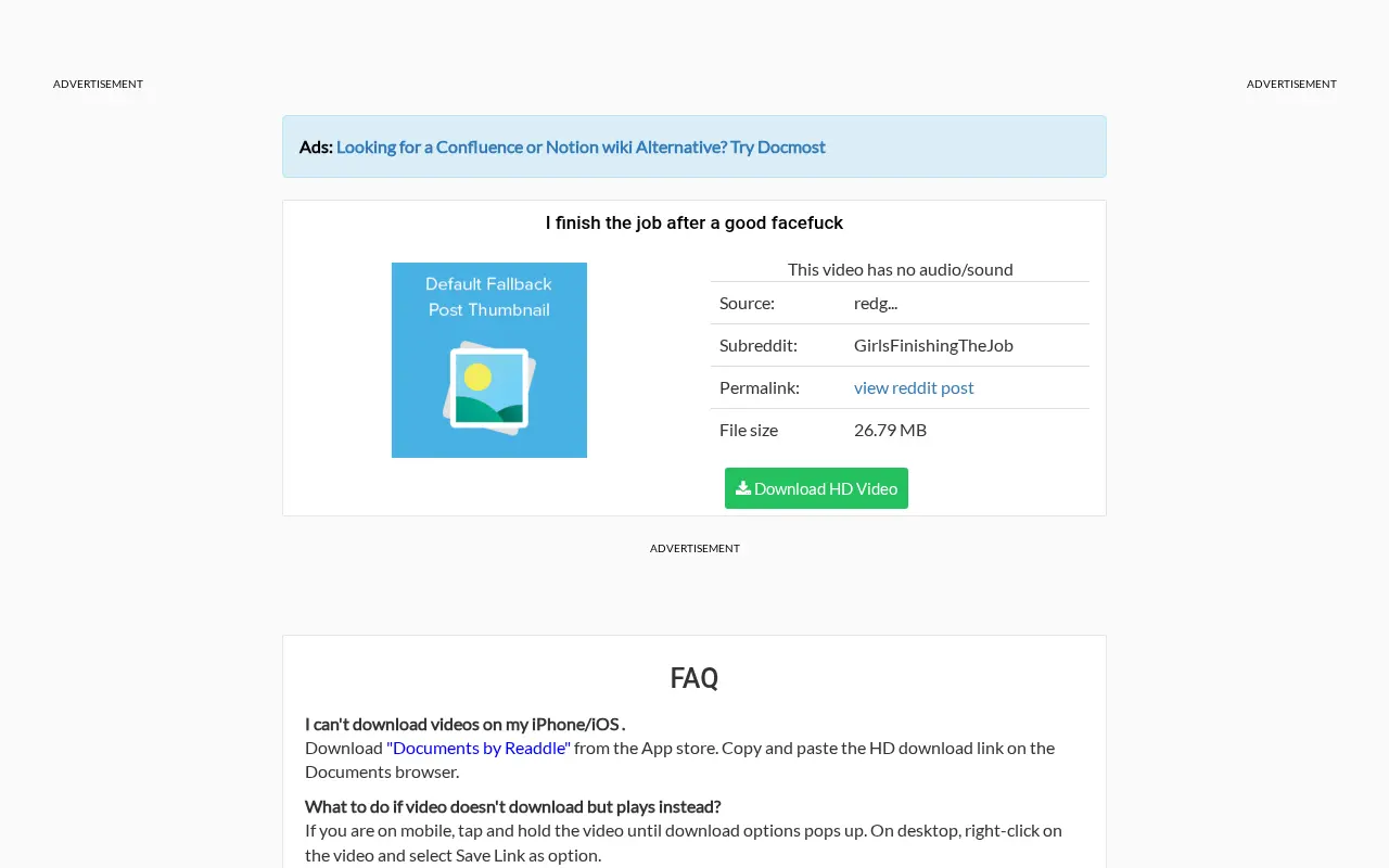 A video ready to download on RapidSave