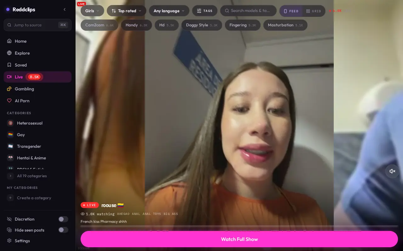 The live cam section of ReddClips