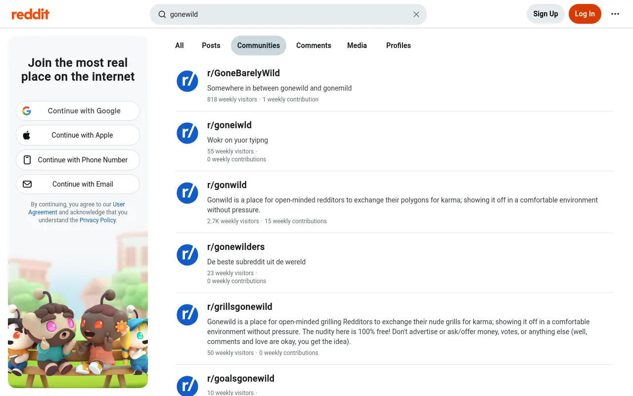 Reddit community search without an account