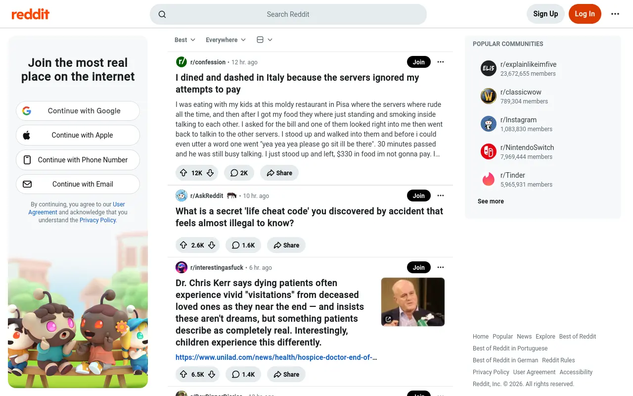 Screenshot of reddit.com