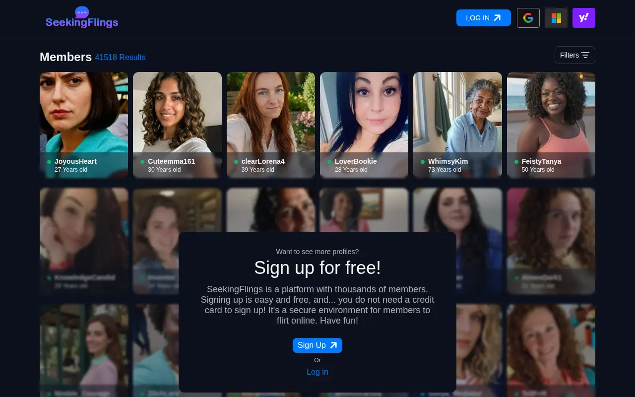 Screenshot of seekingflings.com