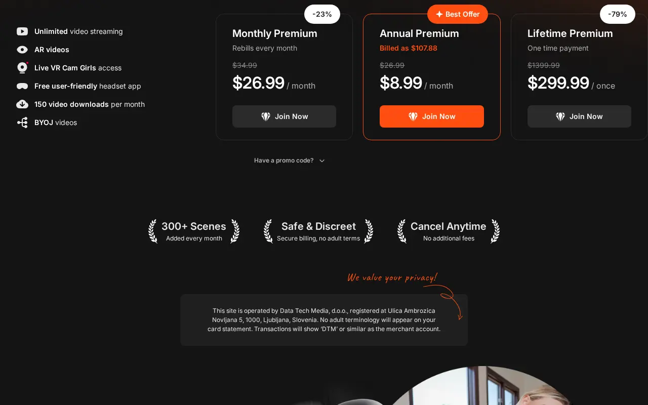 SexLikeReal Premium membership plans