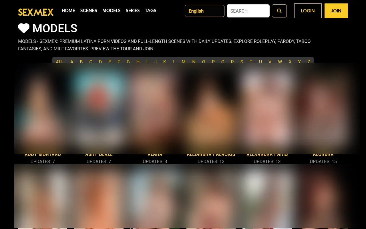 SexMex models and their scene counts