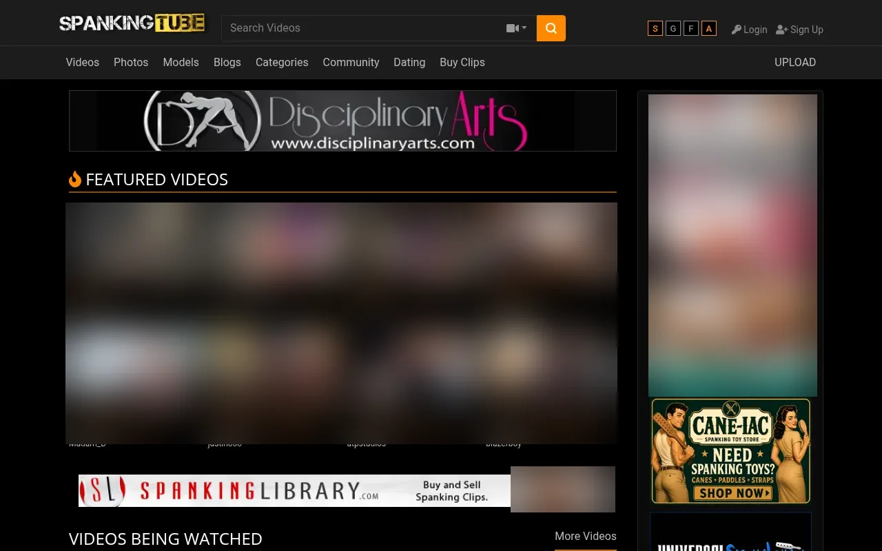 Screenshot of spankingtube.com