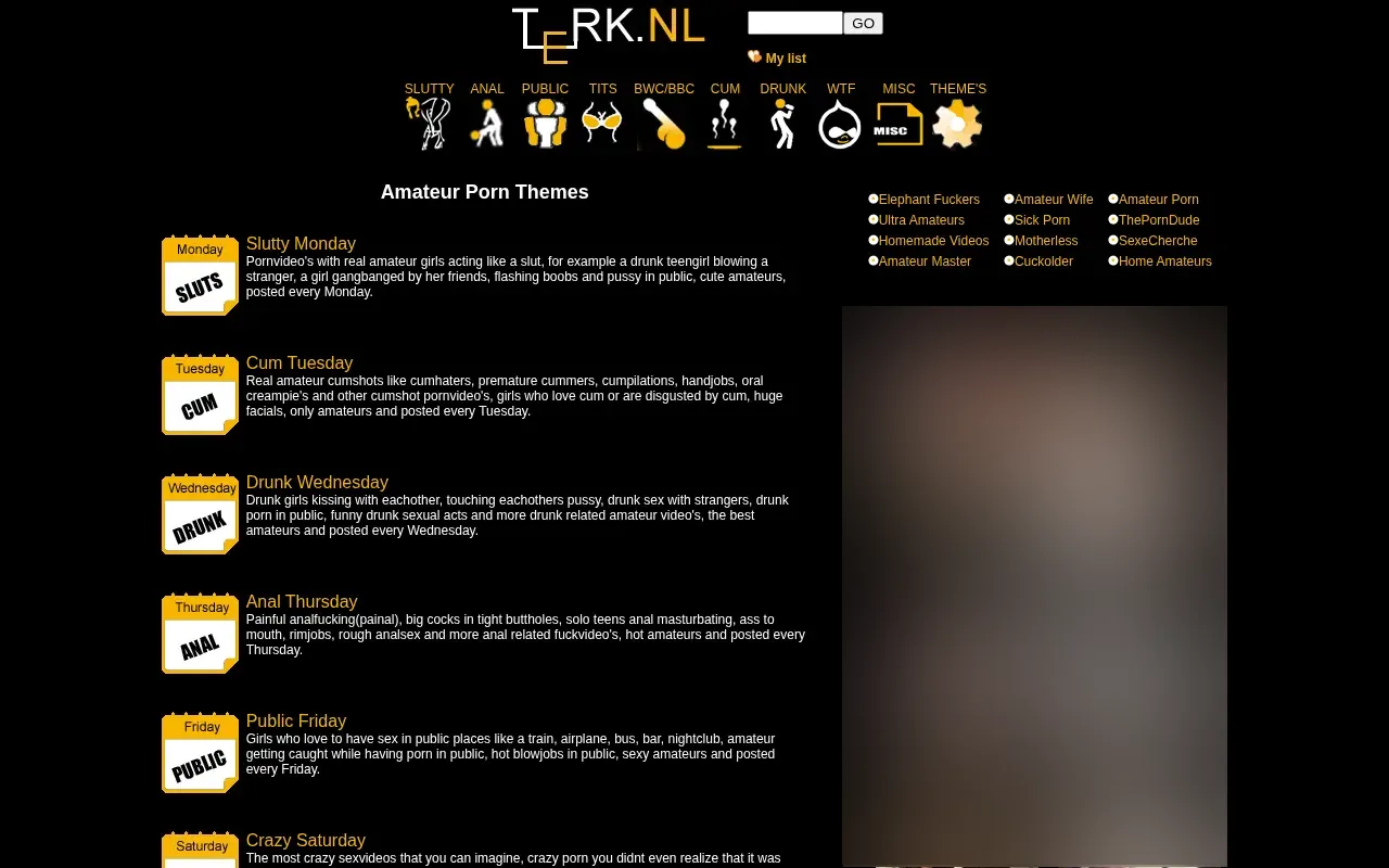 The weekly schedule on Terk