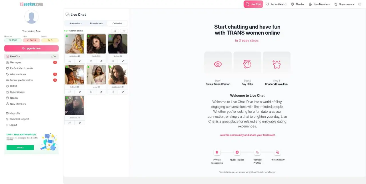 TSseeker Live Chat with trans women online