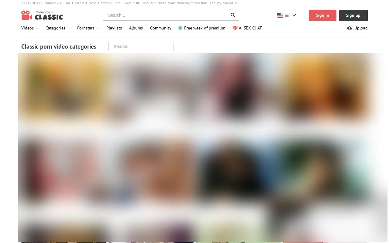 TubePornClassic categories and their counters