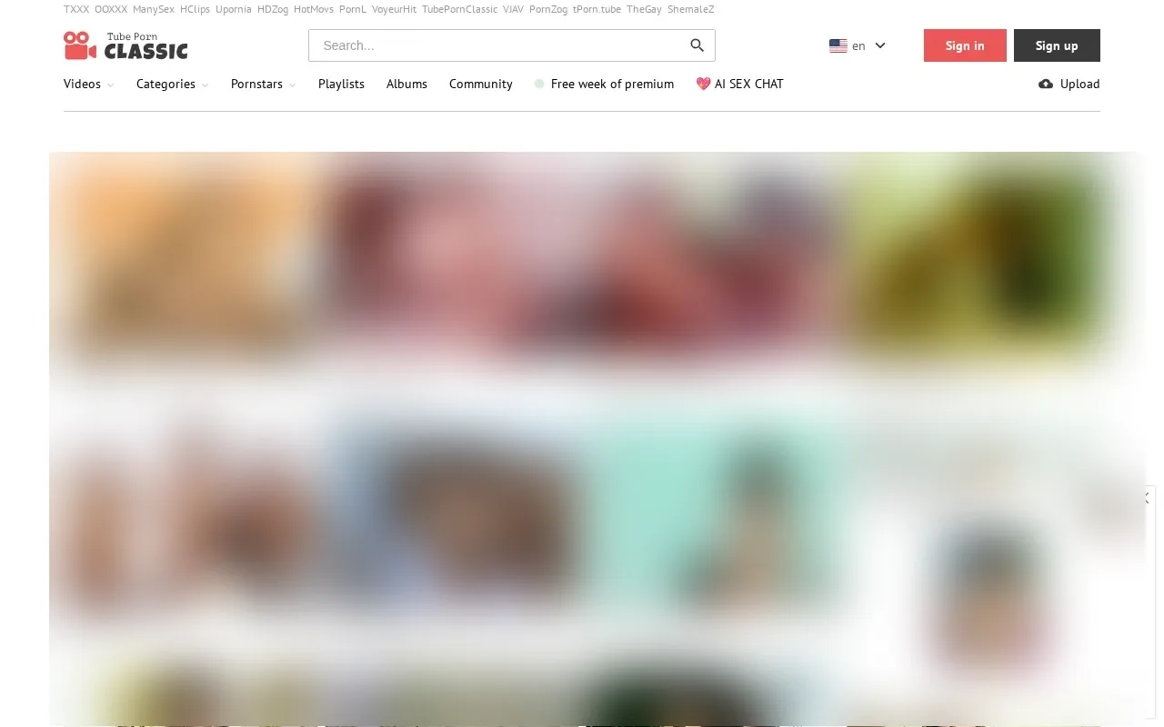 Screenshot of tubepornclassic.com