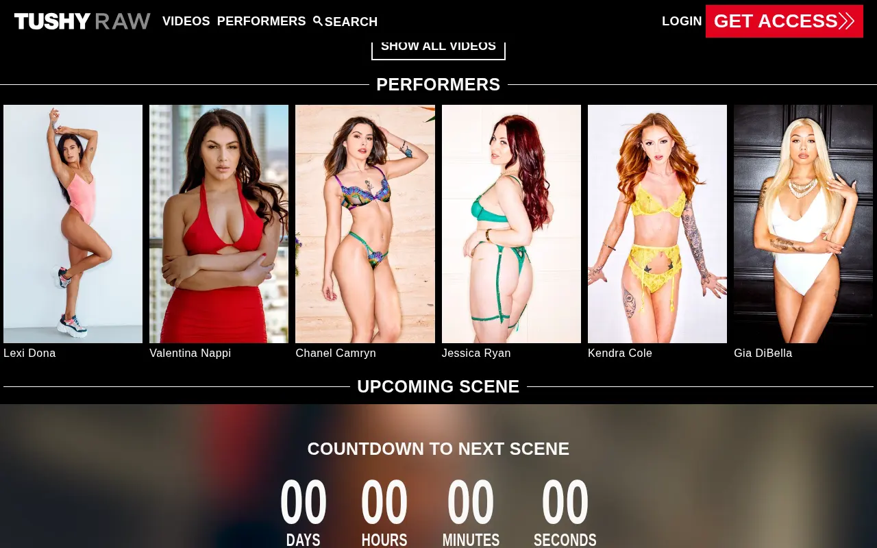 Tushy Raw's row of featured performers