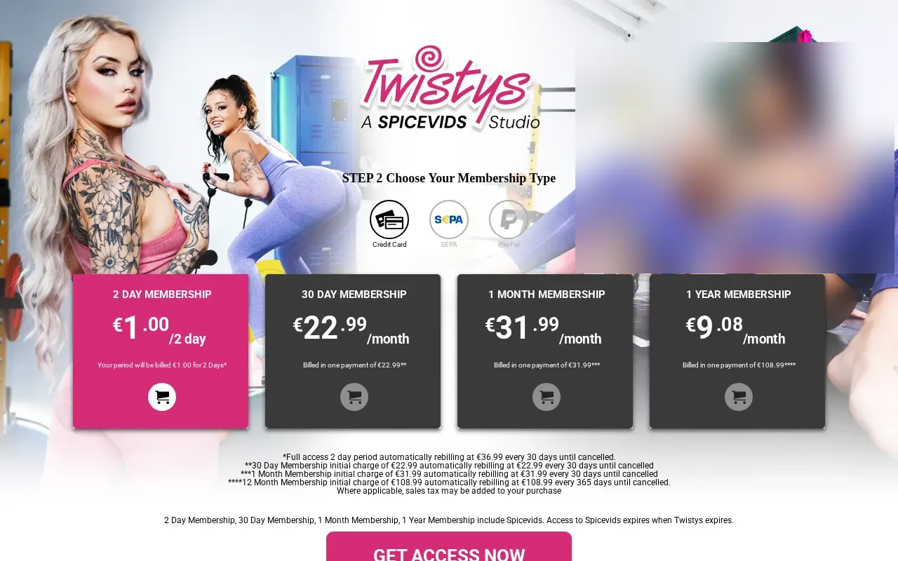 Twistys membership options