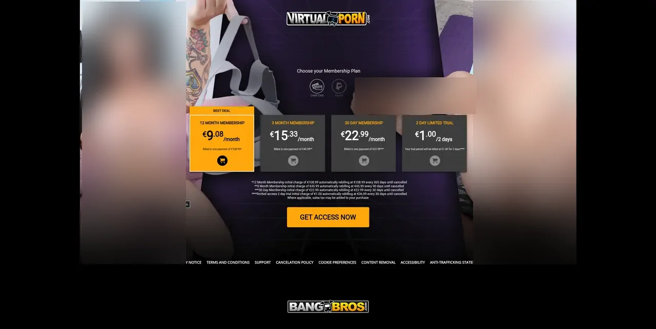 VirtualPorn membership plans