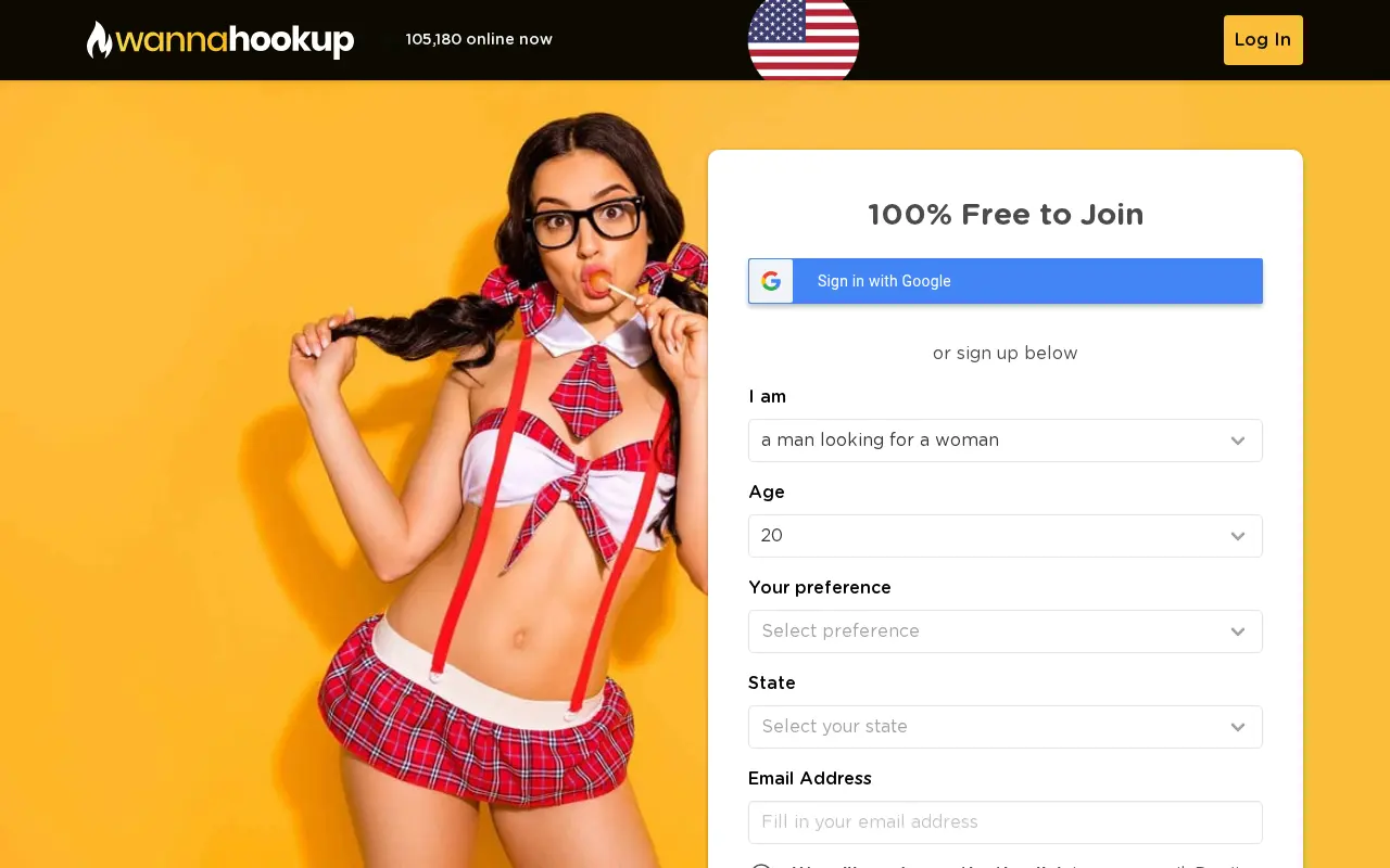 Screenshot of wannahookup.com