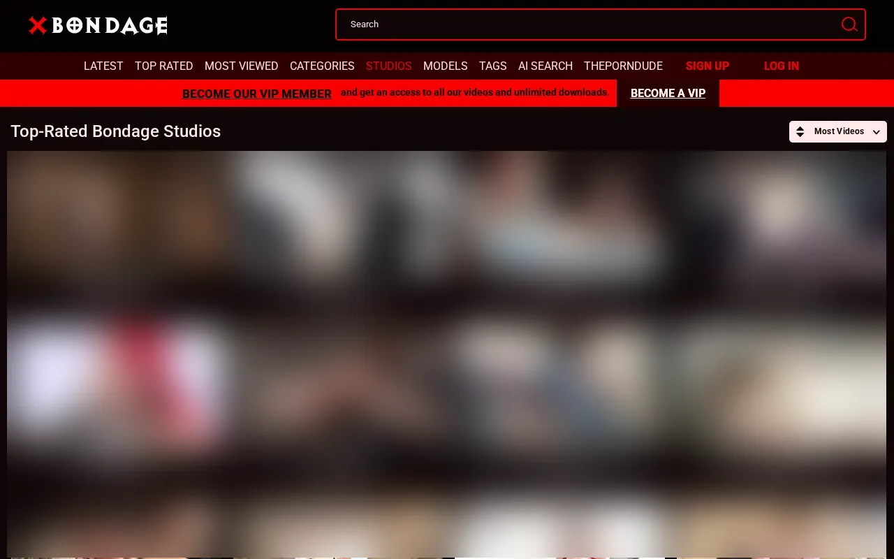 xBondage studio index with video counts