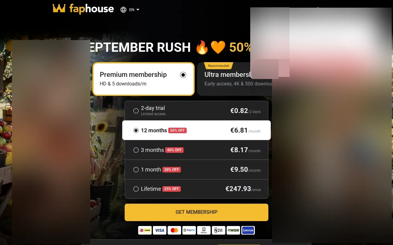 FapHouse membership plans, the xHamster Premium area